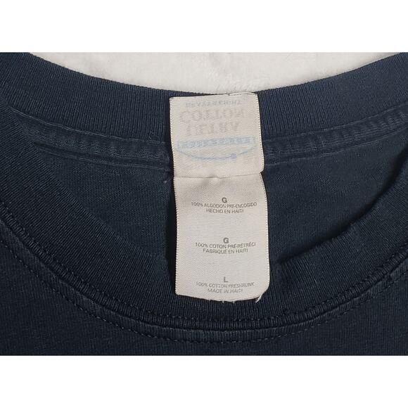 Gildan Heinz Parody “Please Let the Dogs Out” Tee L Dark Blue Faux‑Vintage Print - Picture 8 of 10